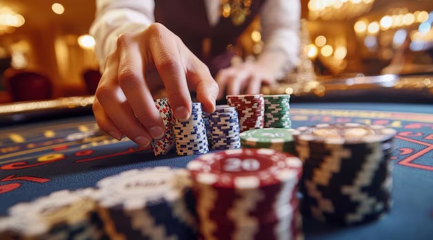 paris88 slot live-dealer studio with multiple camera angles showing blackjack table